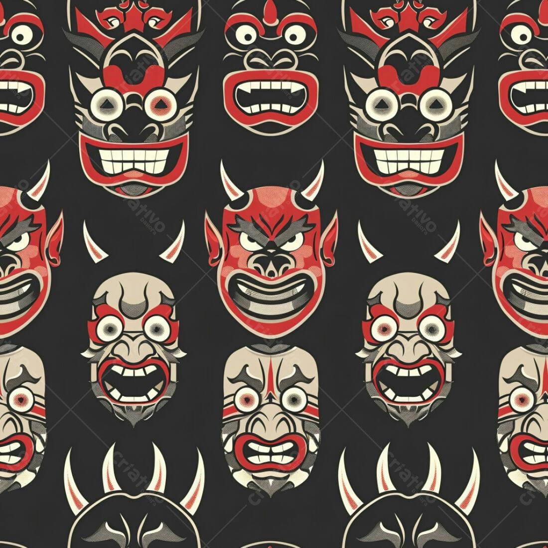 Textura Máscaras Japonesas para Fundo