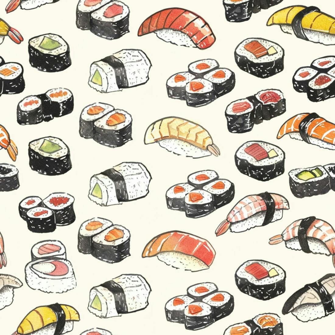 Textura Sushi colorida para fundo