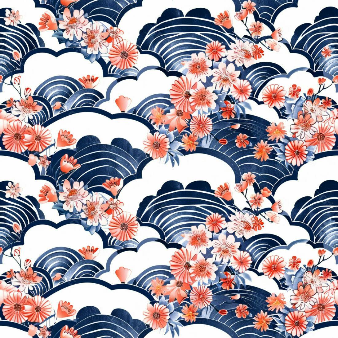 Textura Floral Japonesa para Papel de Parede