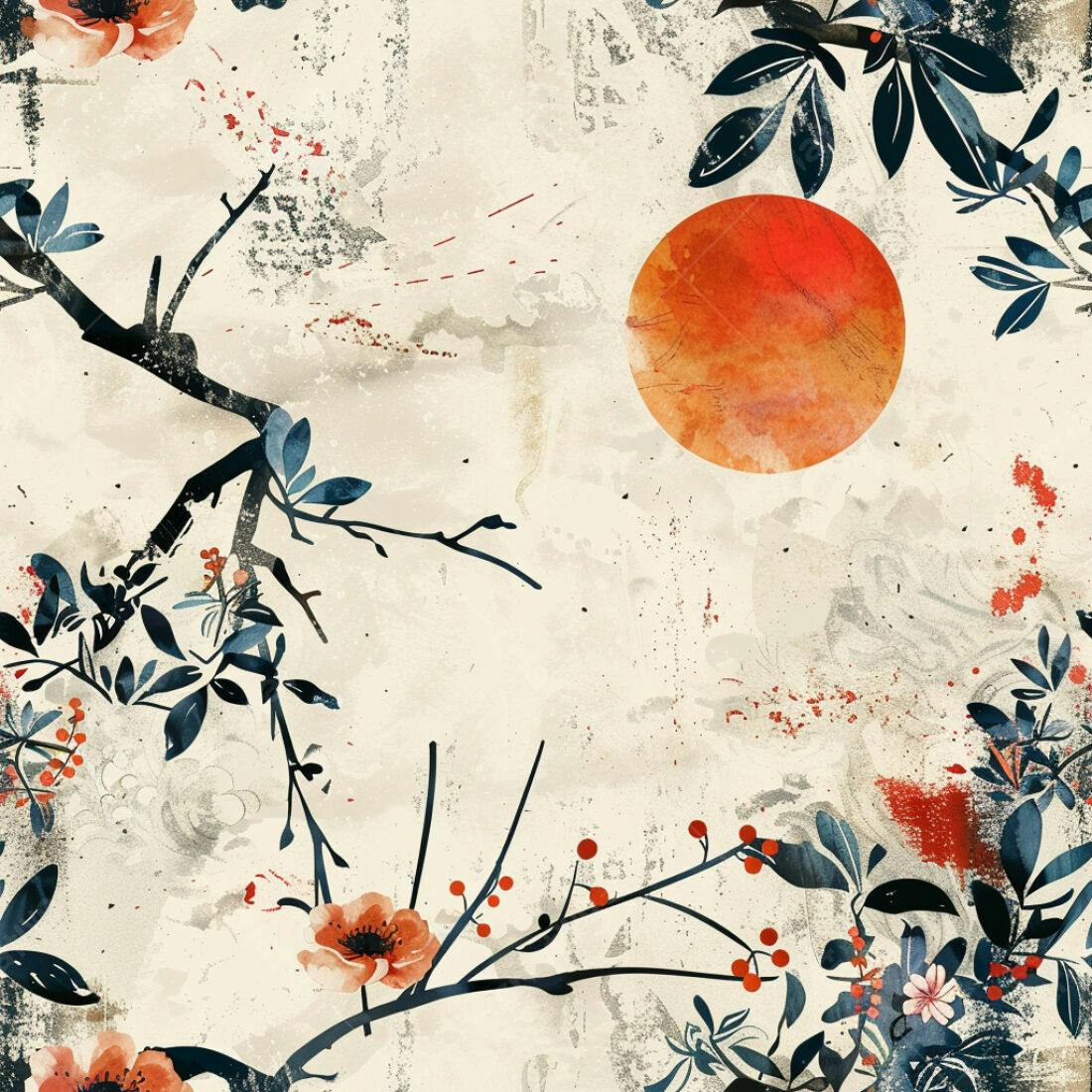 Textura floral japonesa para fundo