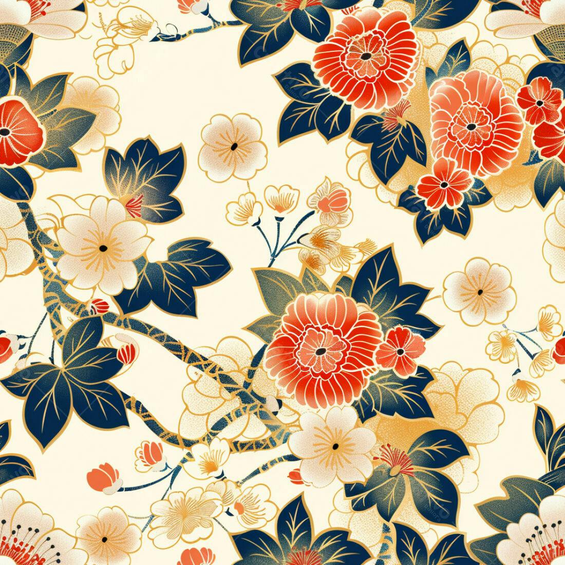 Textura floral japonesa para papel de parede