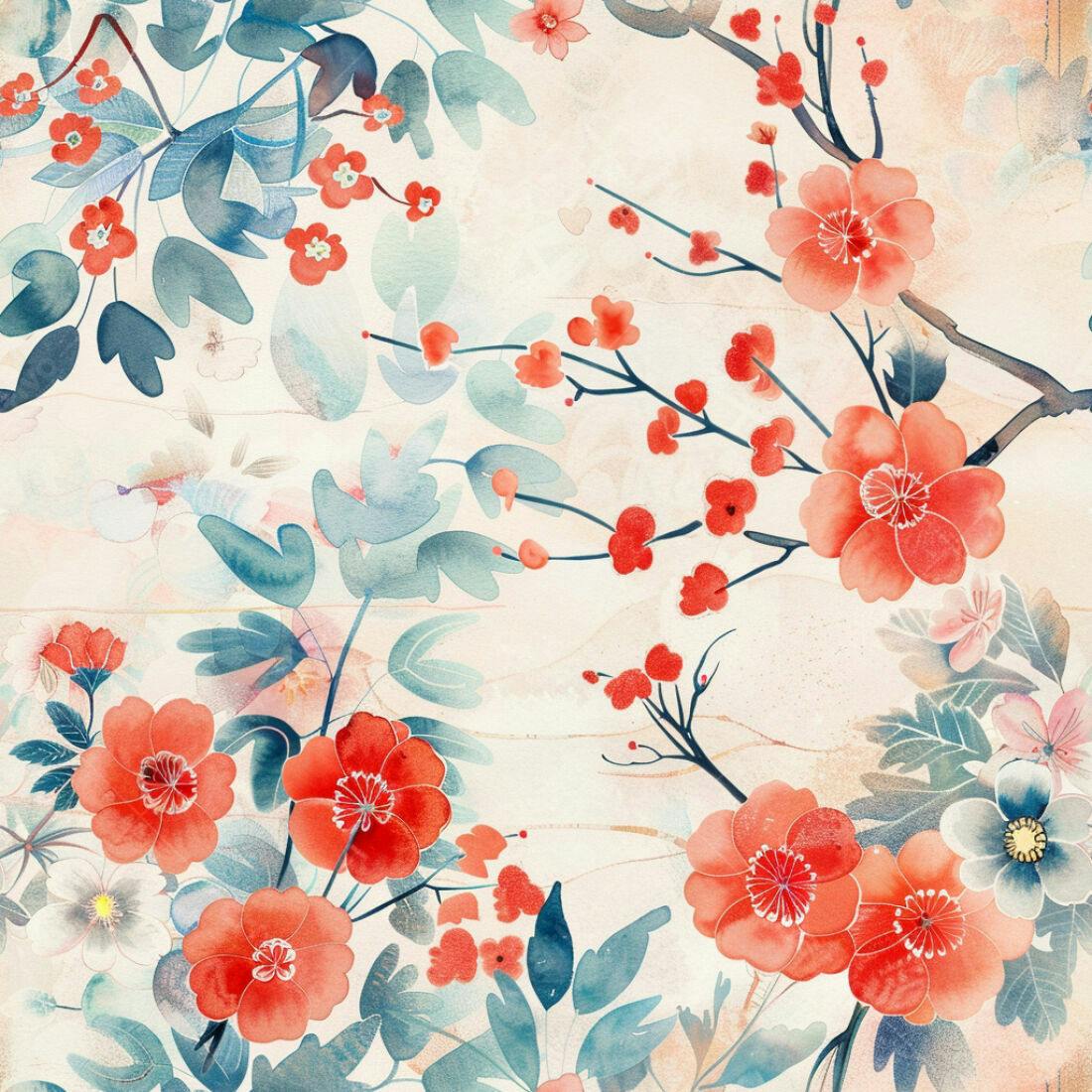 Textura floral aquarela para papel de parede