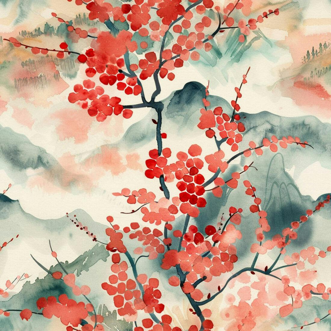 Textura floral aquarela vermelho para papel de parede