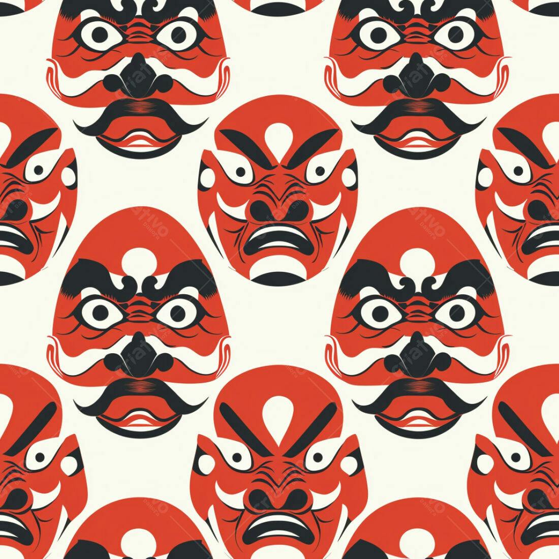 Textura Máscaras Japonesas Vermelhas para Fundo
