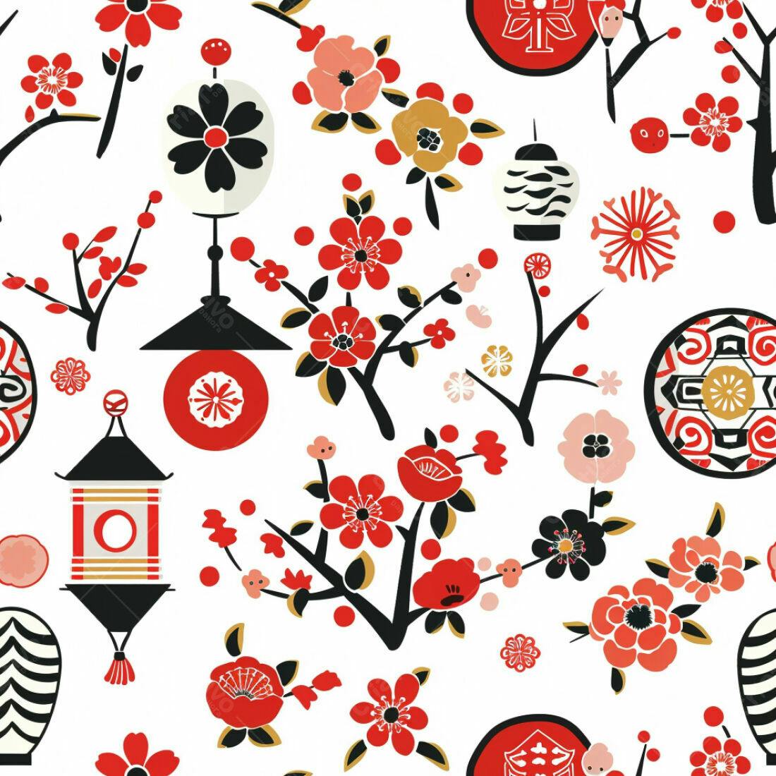 Textura floral japonesa para papel de parede