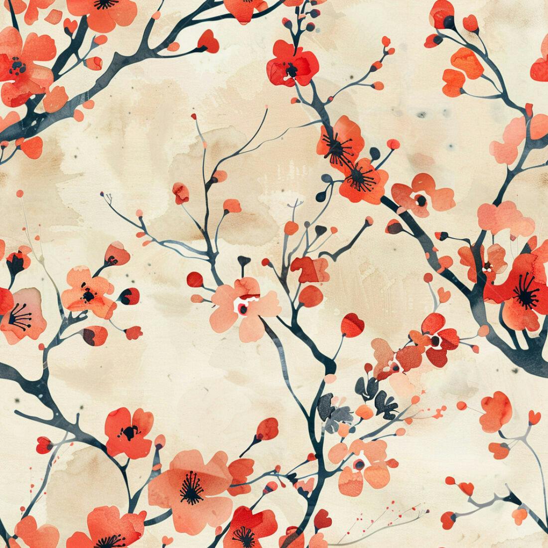Textura Flores Cerejeira para Papel de Parede