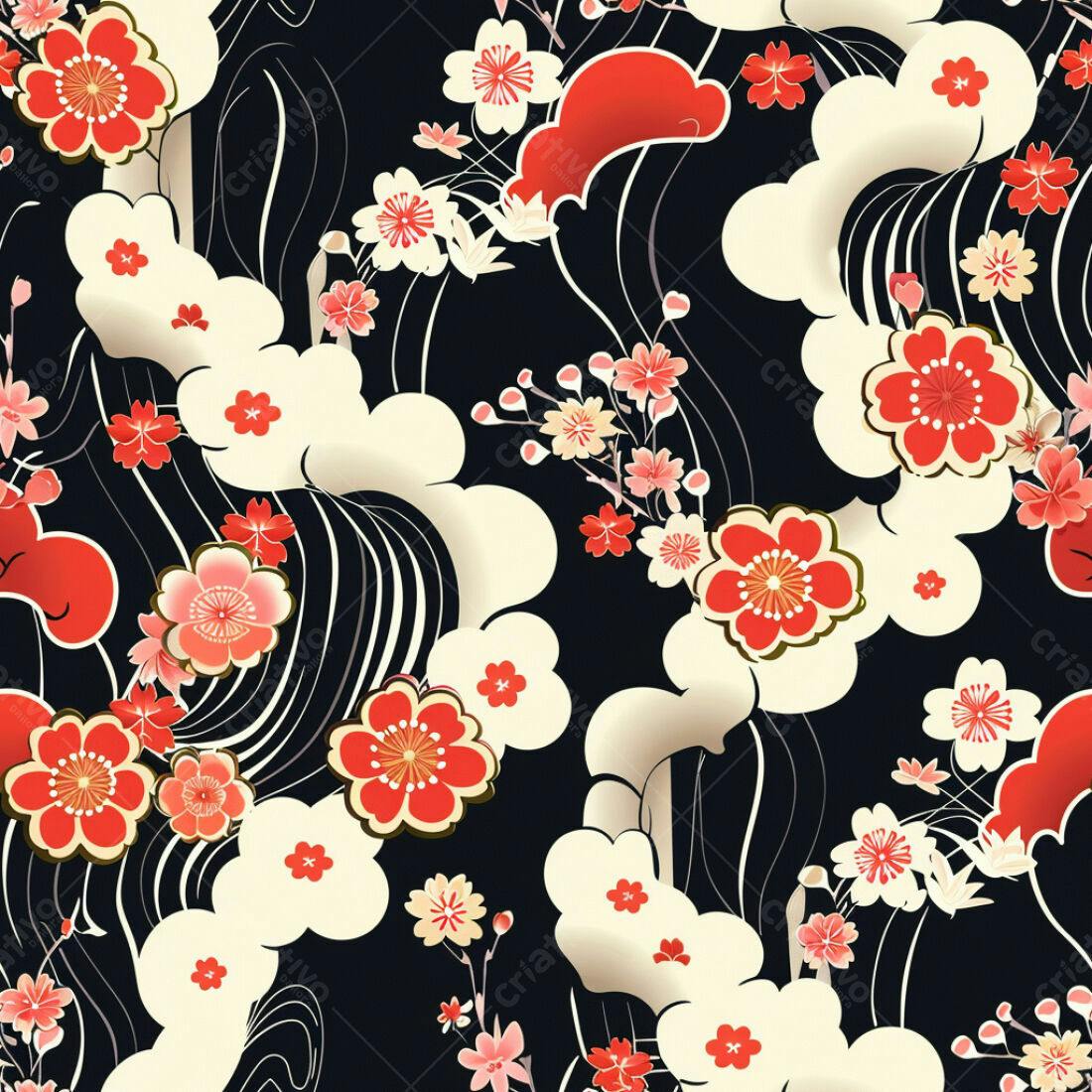 Textura floral japonesa para papel de parede