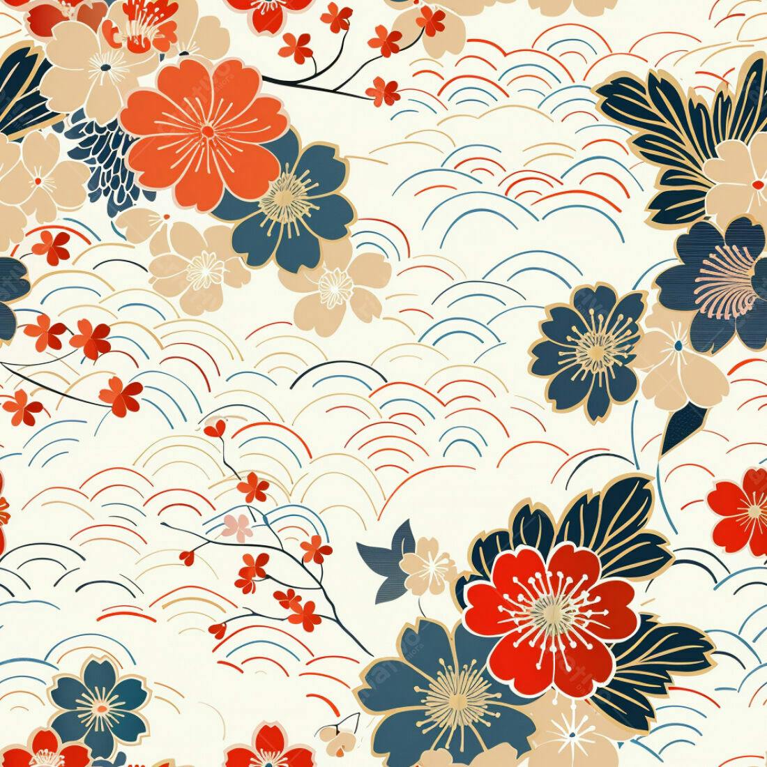 Textura Floral Japonesa para Fundo