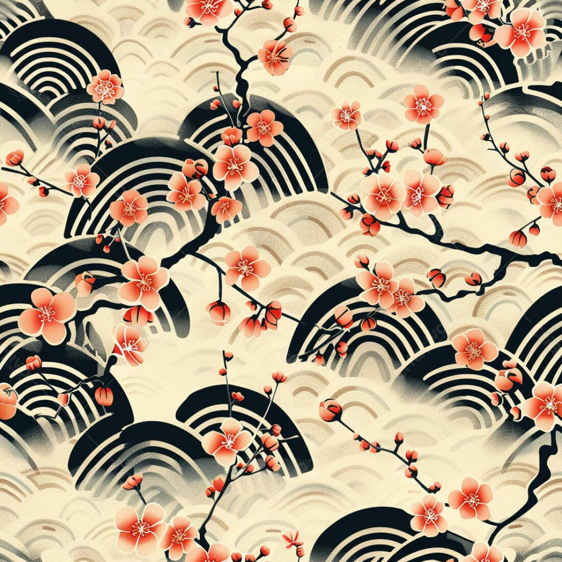 Textura floral japonesa para papel de parede