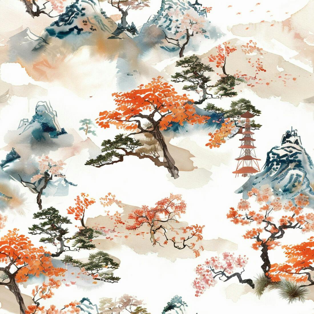 Textura Paisagem Oriental para Papel de Parede