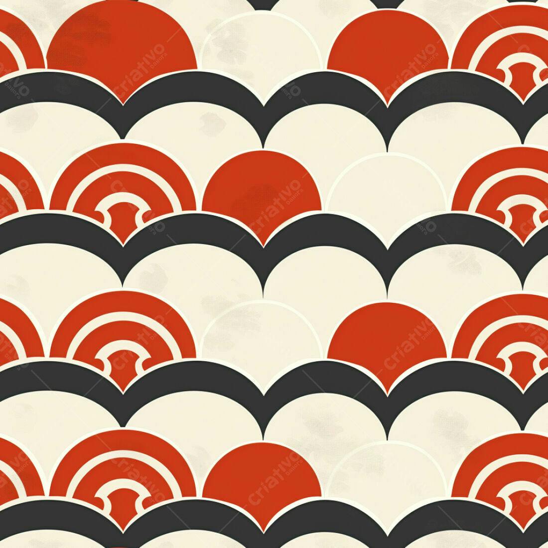 Textura Padrão Japonês Vermelho e Preto para Fundo