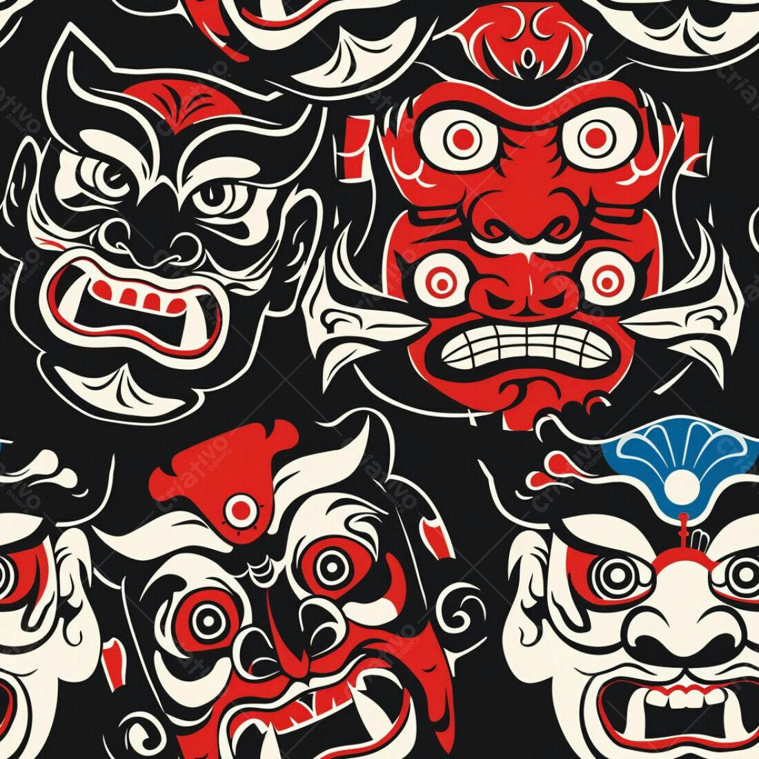 Textura Máscaras Asiáticas para Fundo
