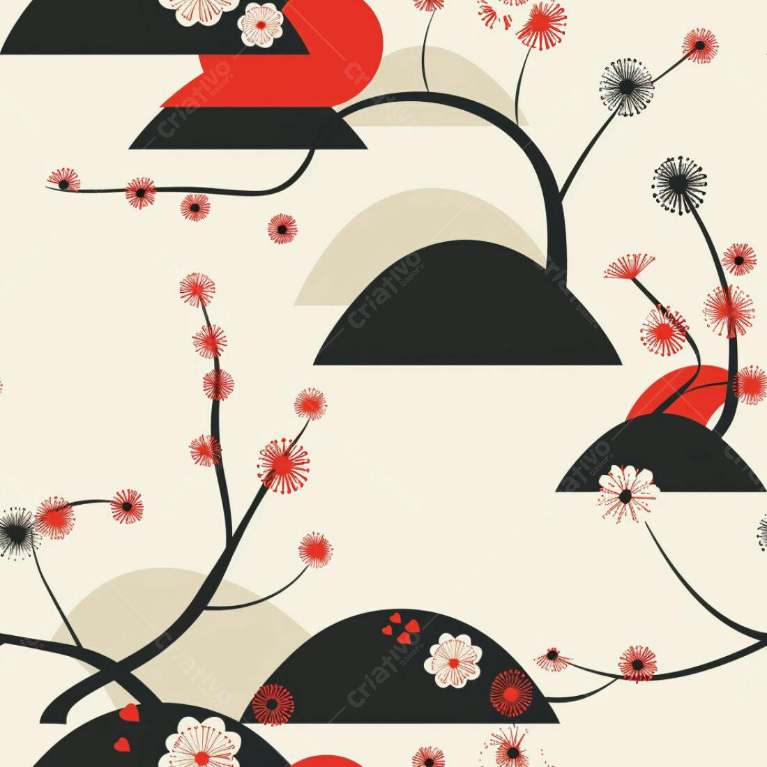 Textura Floral Japonesa para Papel de Parede