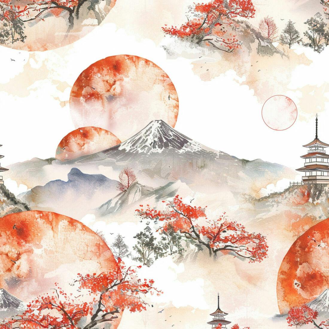 Textura Paisagem Japonesa para Papel de Parede