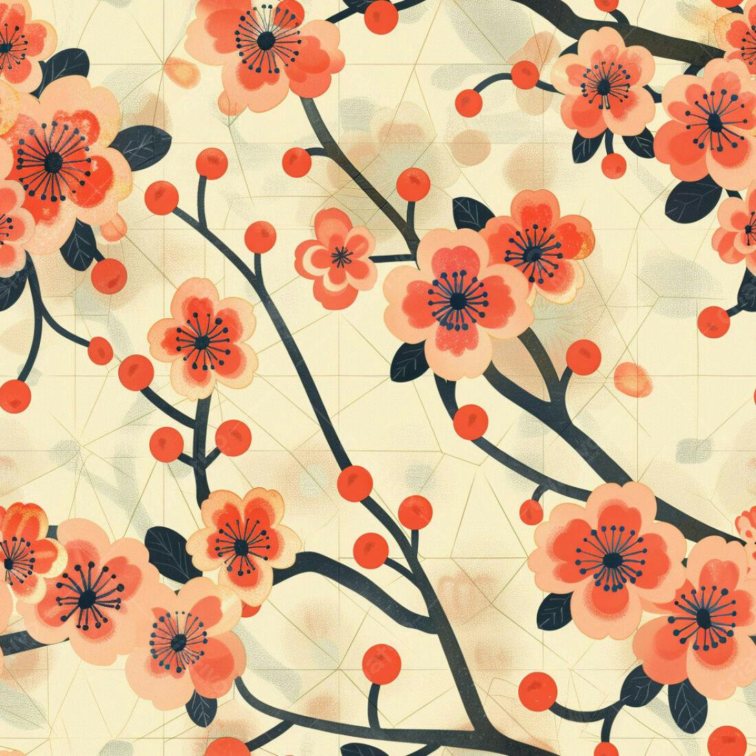 Textura floral pêssego e coral para papel de parede