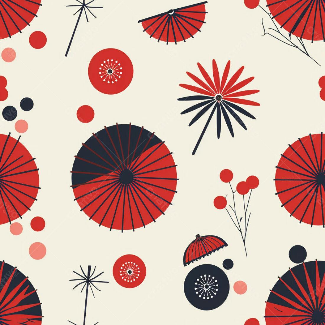 Textura Japonesa Vermelha e Preta para Fundo