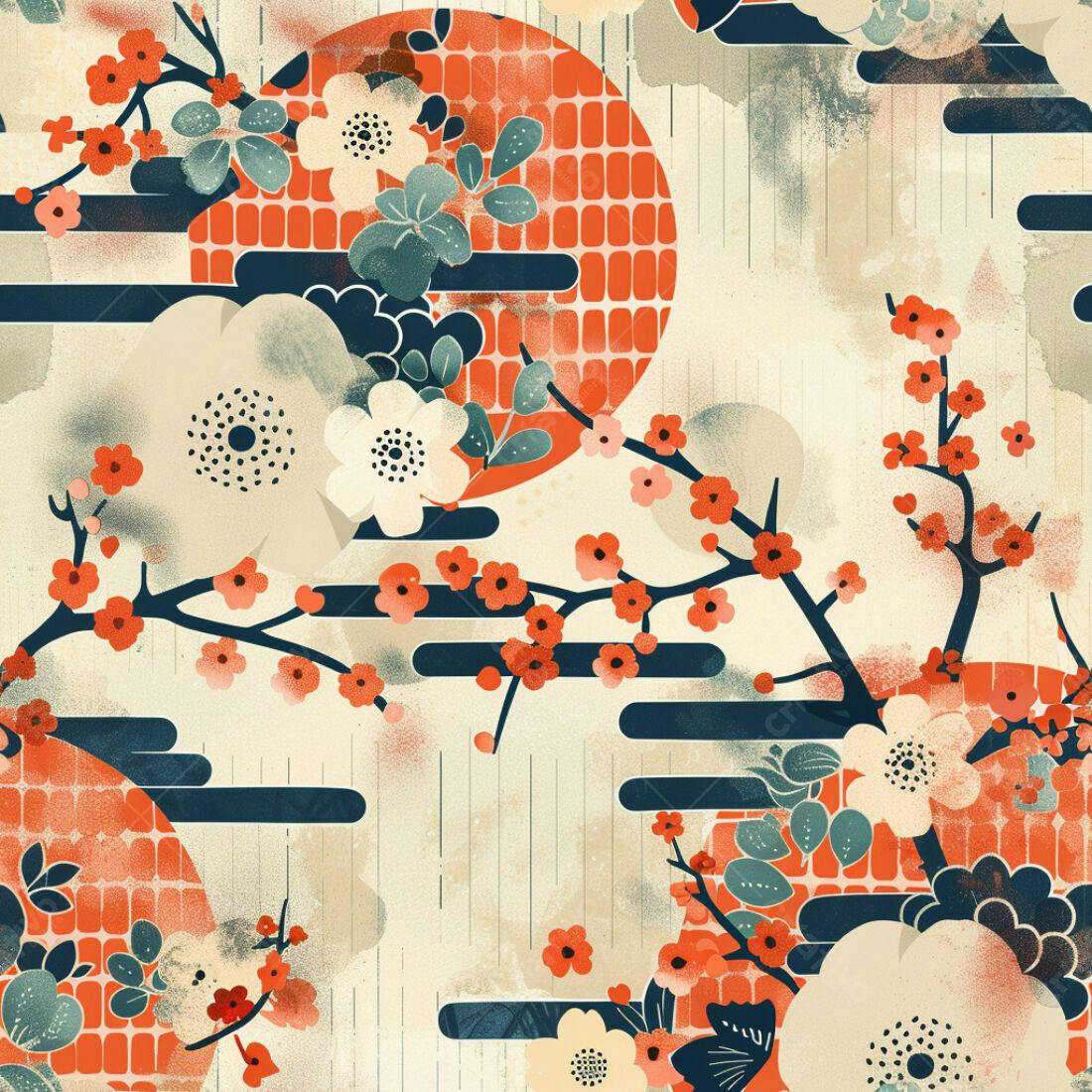 Textura floral japonesa para papel de parede