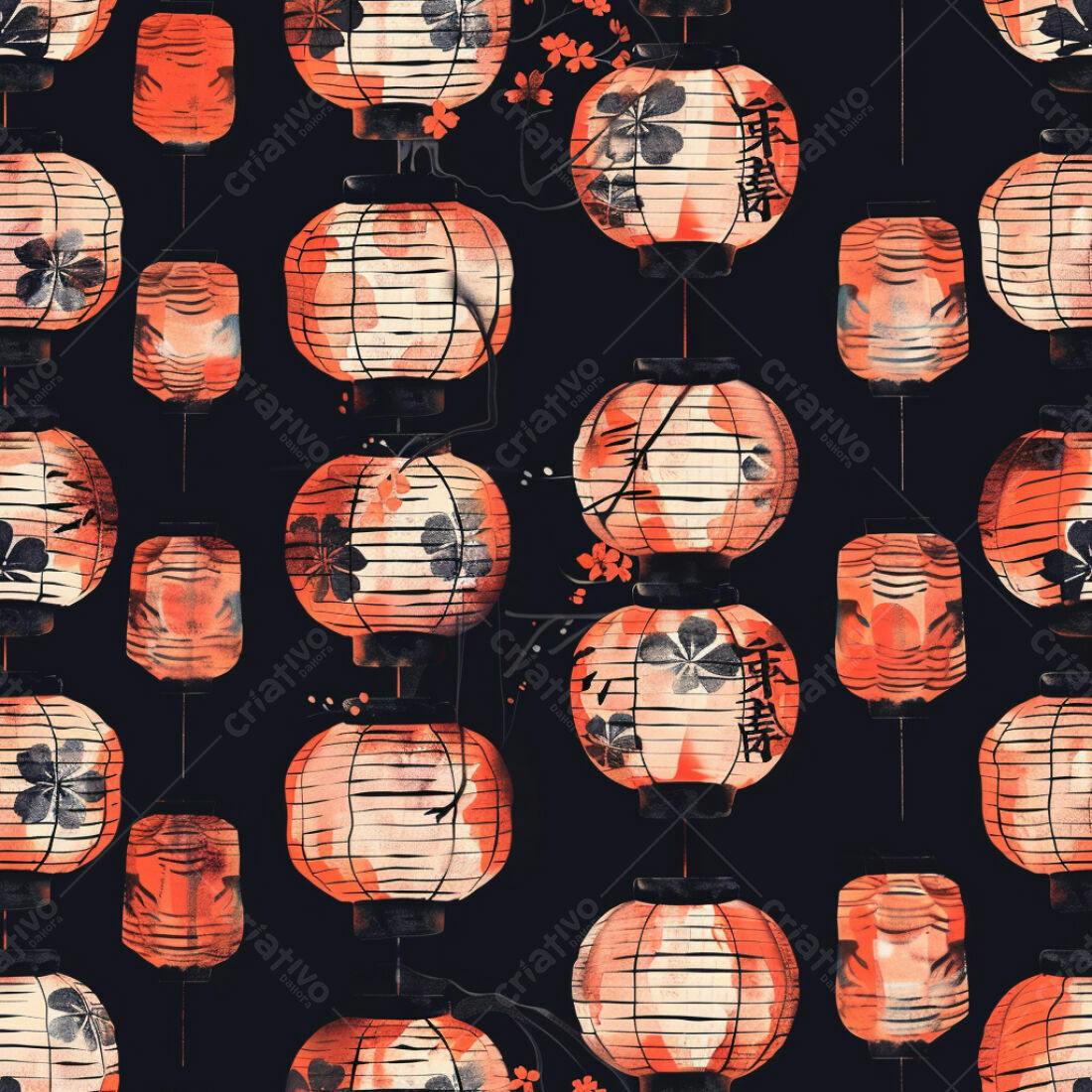 Textura Lanternas Japonesas para Papel de Parede