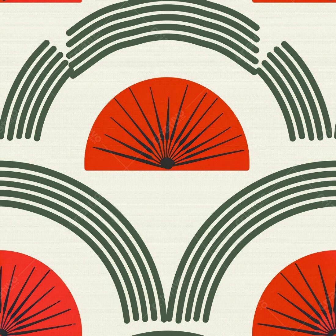 Textura Abstrata com Arcos e Sol Vermelho para Fundo