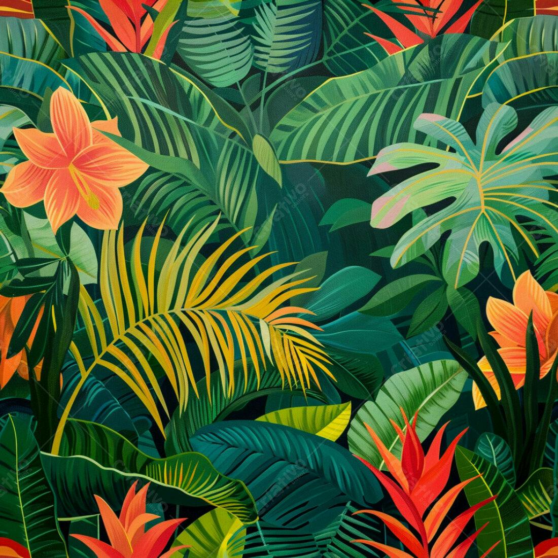 Textura Folhagem Tropical para Fundo