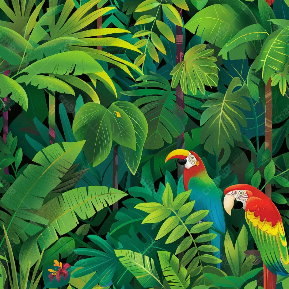 Textura Folhagem Tropical para Fundo