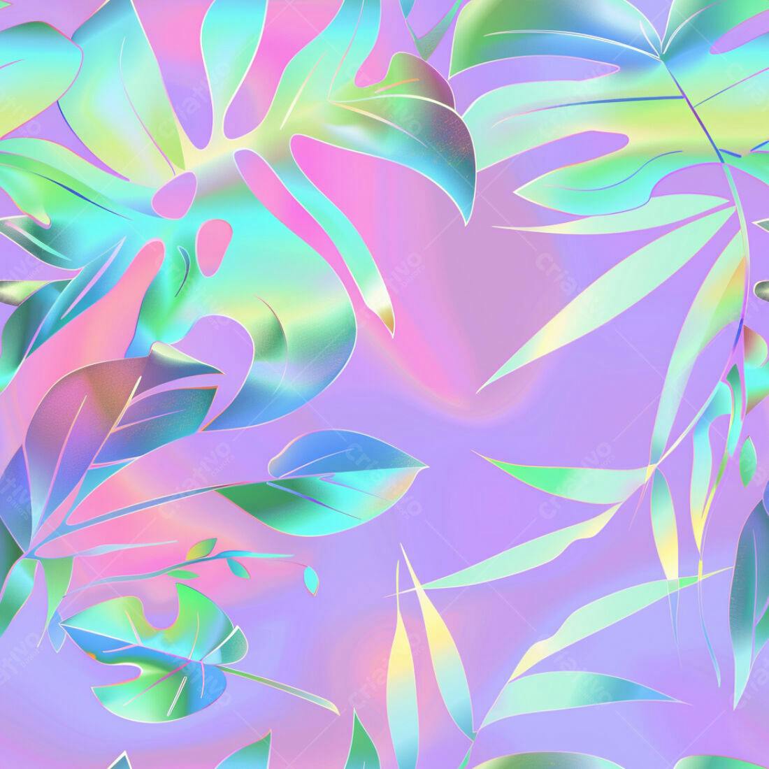 Textura Folhas Tropicais Iridiscentes para Fundo