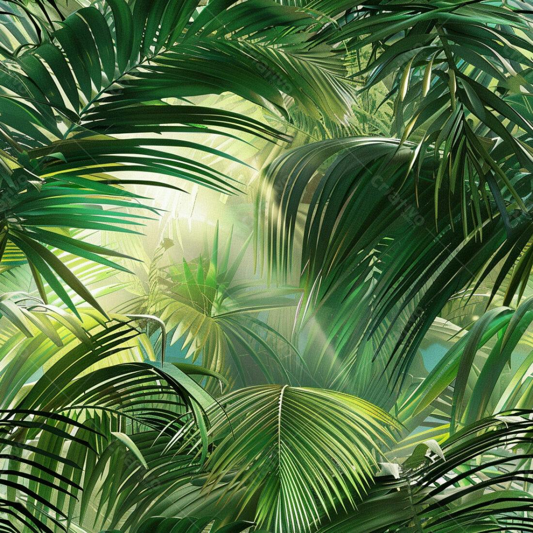 Textura Folhas Palmeiras Tropicais para Fundo