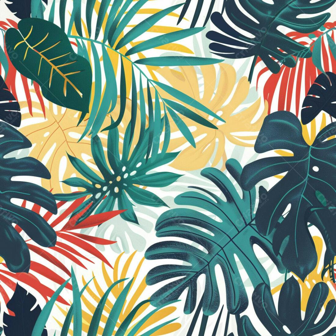 Textura Folhas Tropicais para Fundo