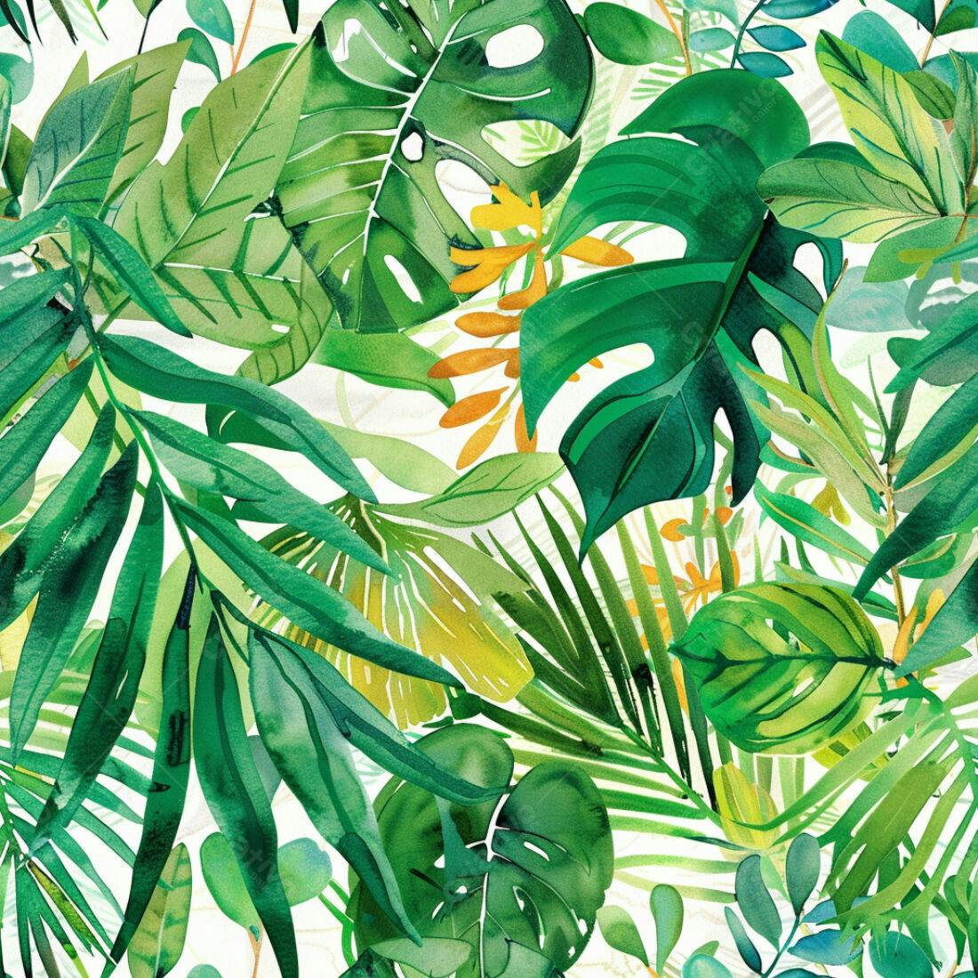 Textura Folhagem Tropical Verde para Fundo