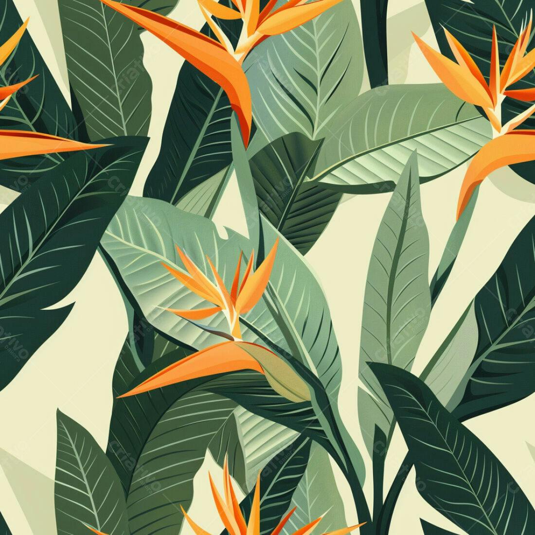 Textura Tropical com Aves do Paraíso para Fundo