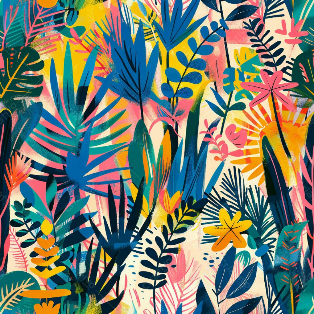 Textura Folhagem Tropical Vibrante para Fundo