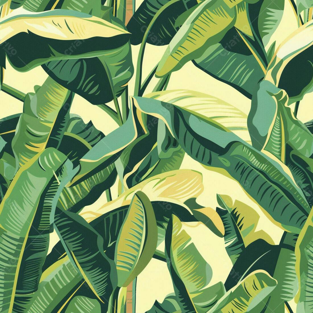 Textura Folhas Banana Tropical para Papel de Parede