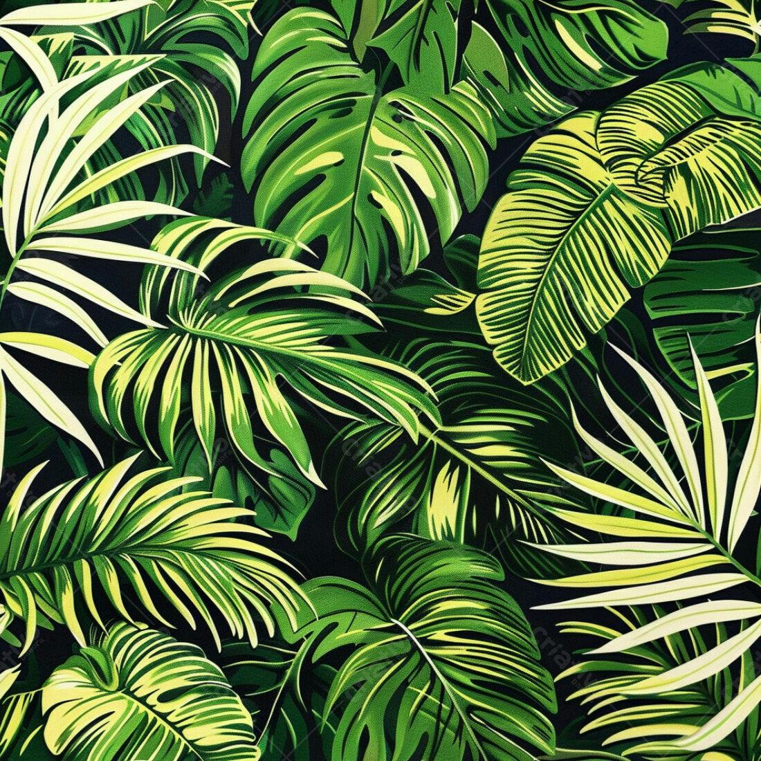 Textura Folhagem Tropical Verde para Fundo