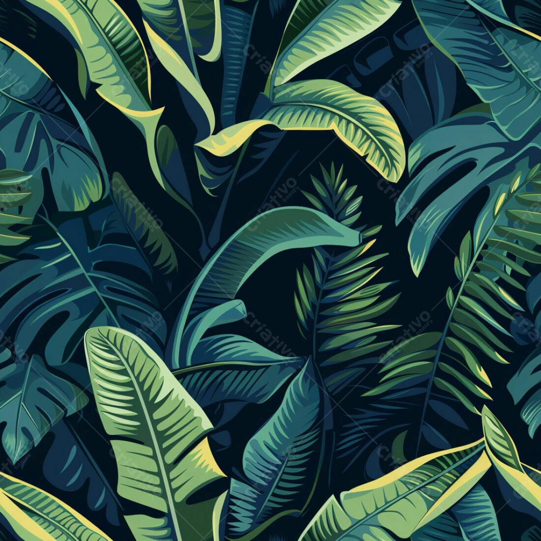 Textura Folhagem Tropical Escura para Fundo