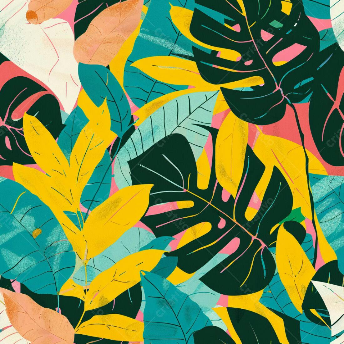 Textura Folhas Tropicais para Fundo