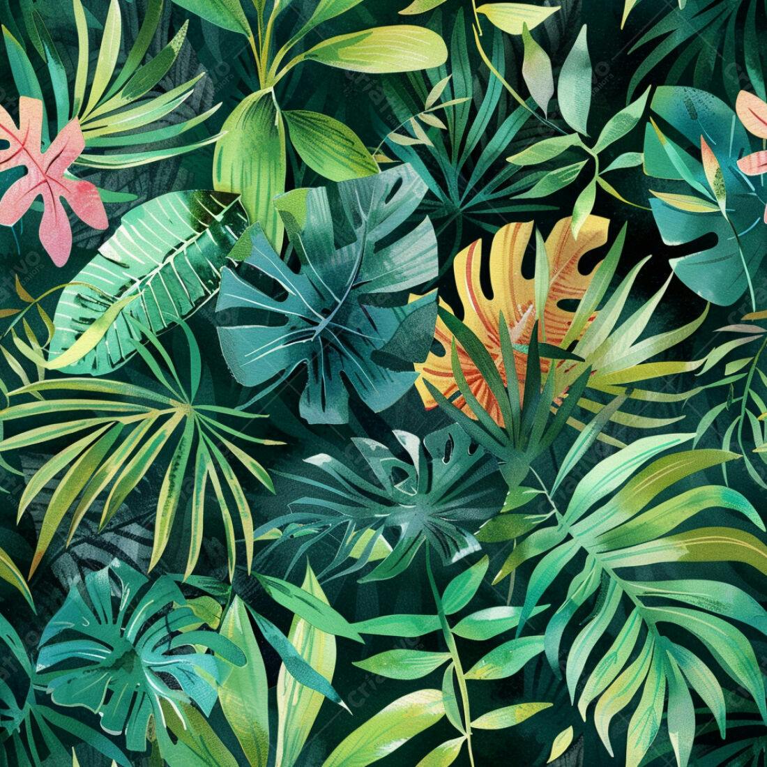 Textura Folhagem Tropical para Fundo