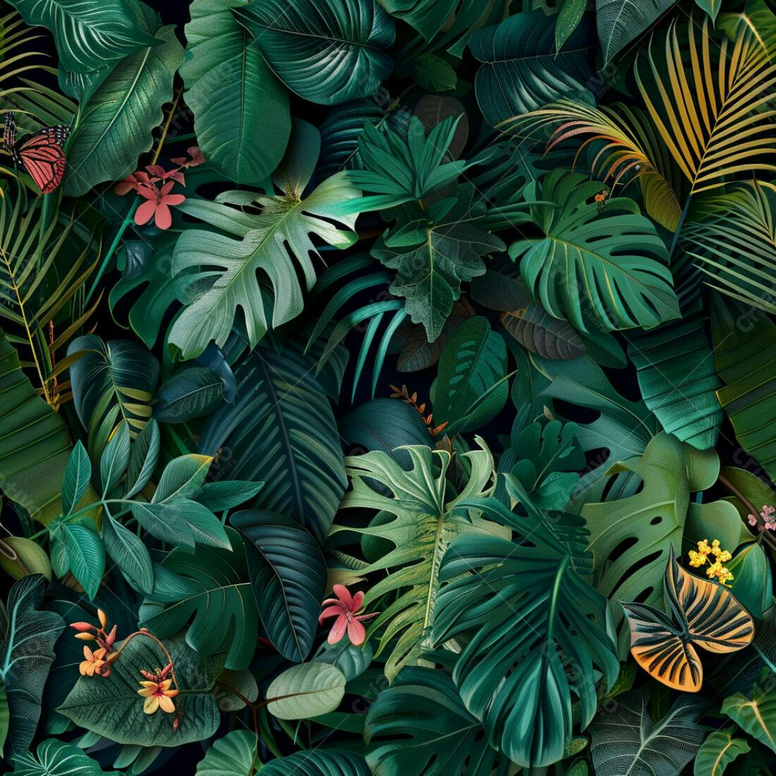 Textura Folhas Tropicais para Fundo
