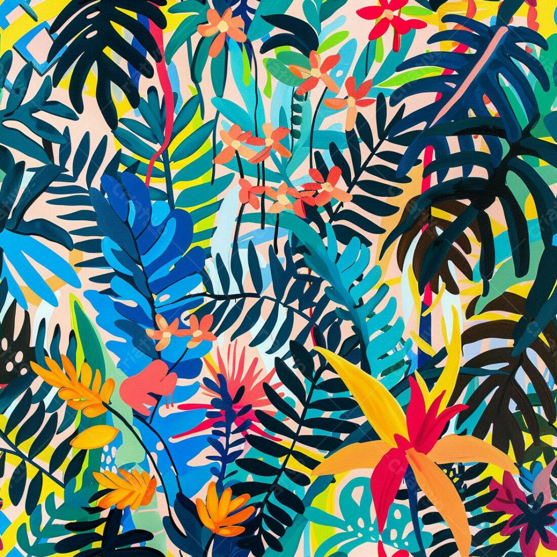 Textura Floral Tropical para Fundo