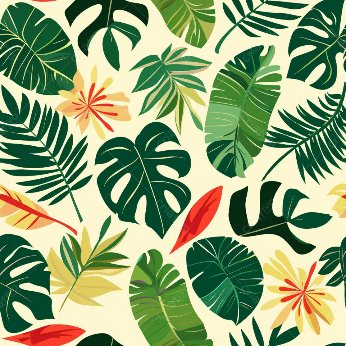 Textura Folhas Tropicais para Fundo