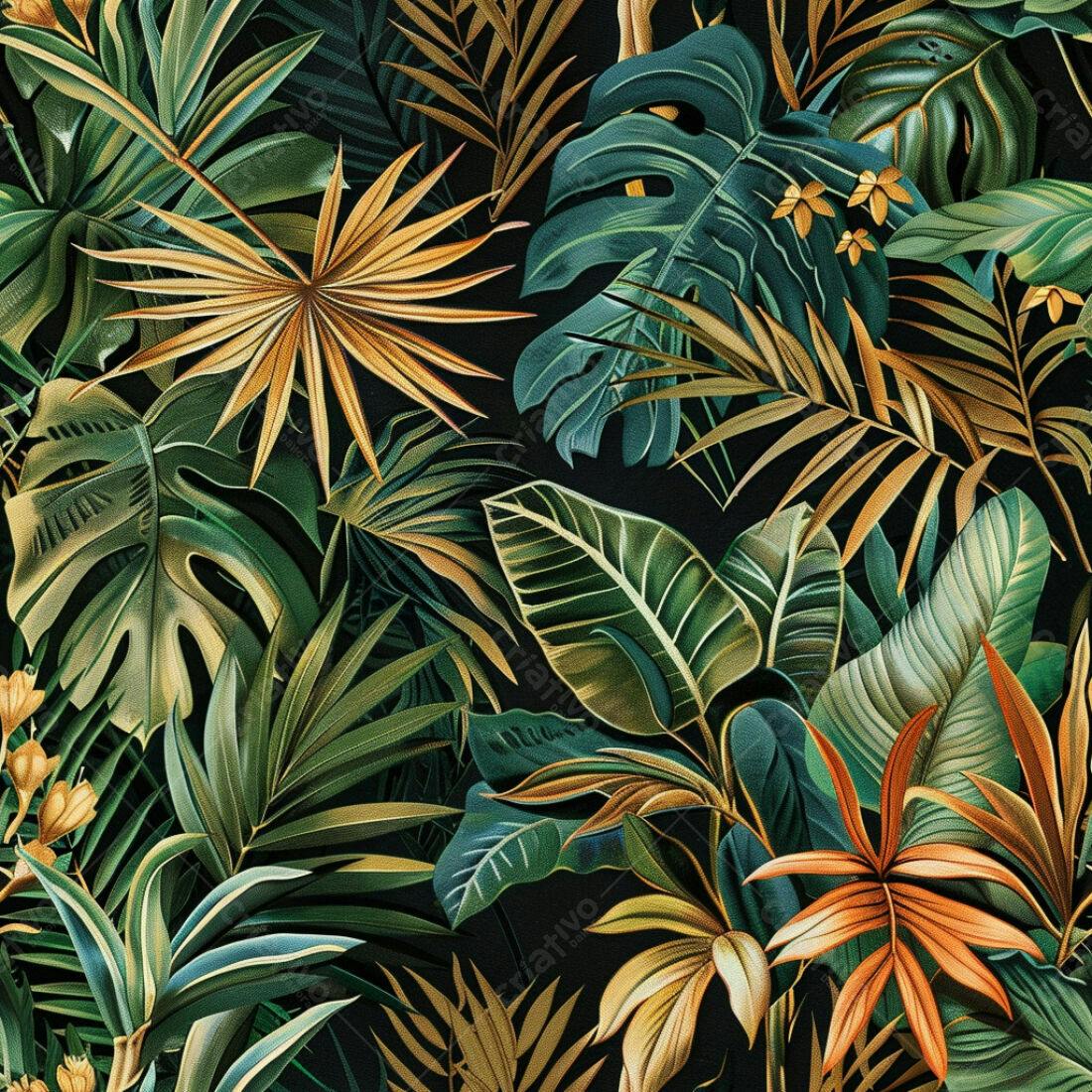 Textura Folhagem Tropical para Papel de Parede
