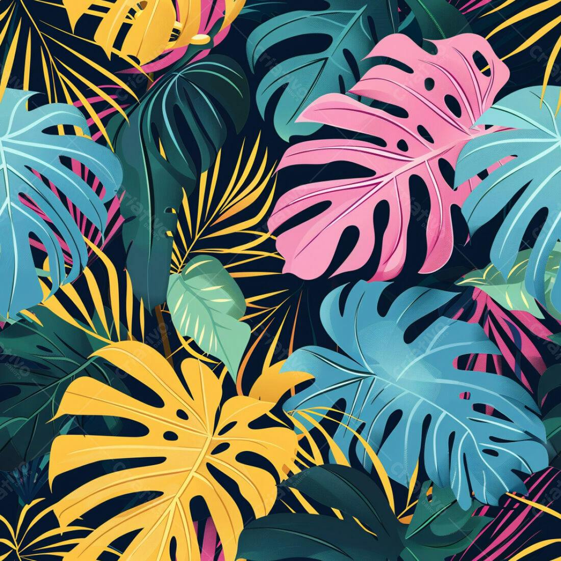 Textura Folhas Tropicais Coloridas para Fundo