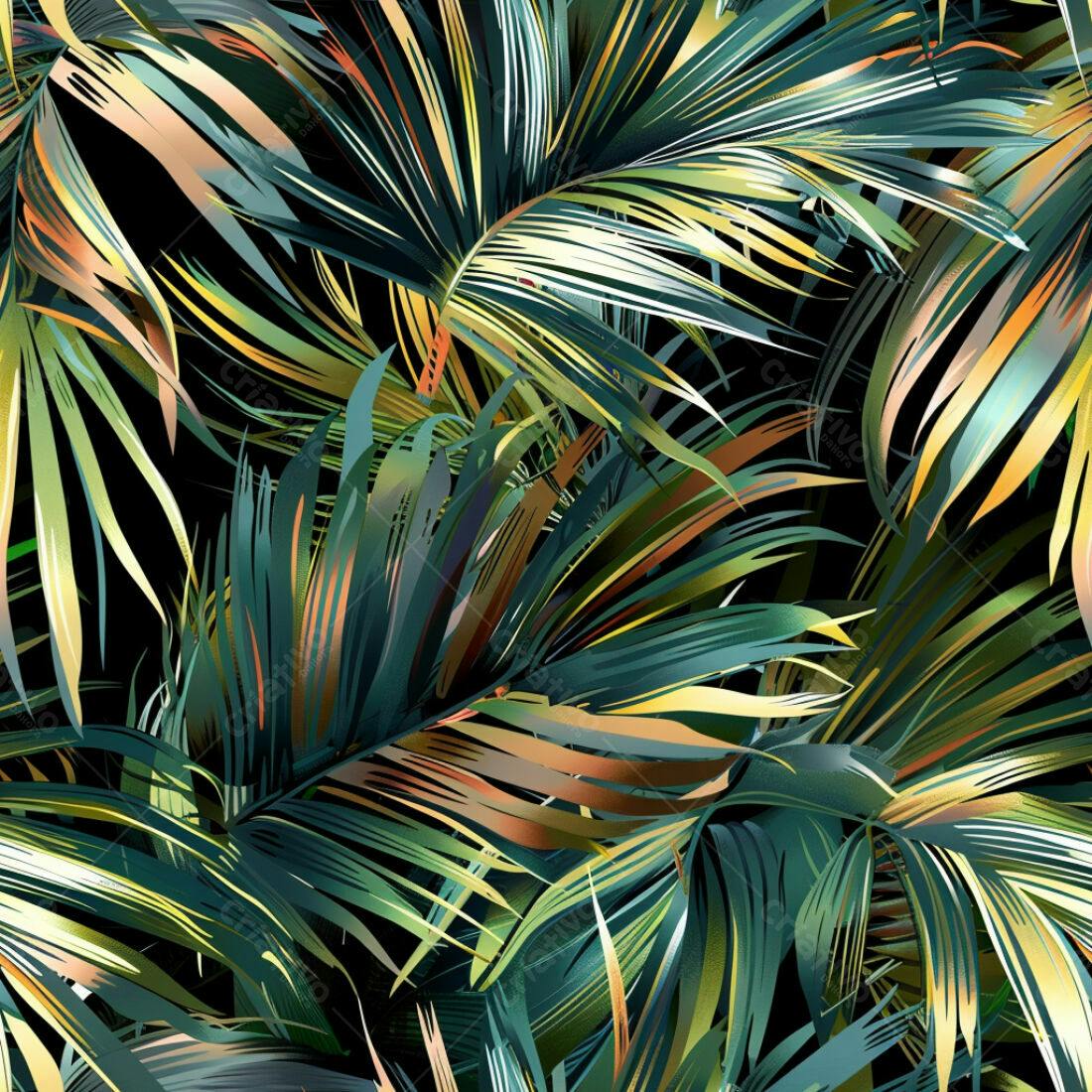 Textura Folhagem Tropical Verde para Fundo