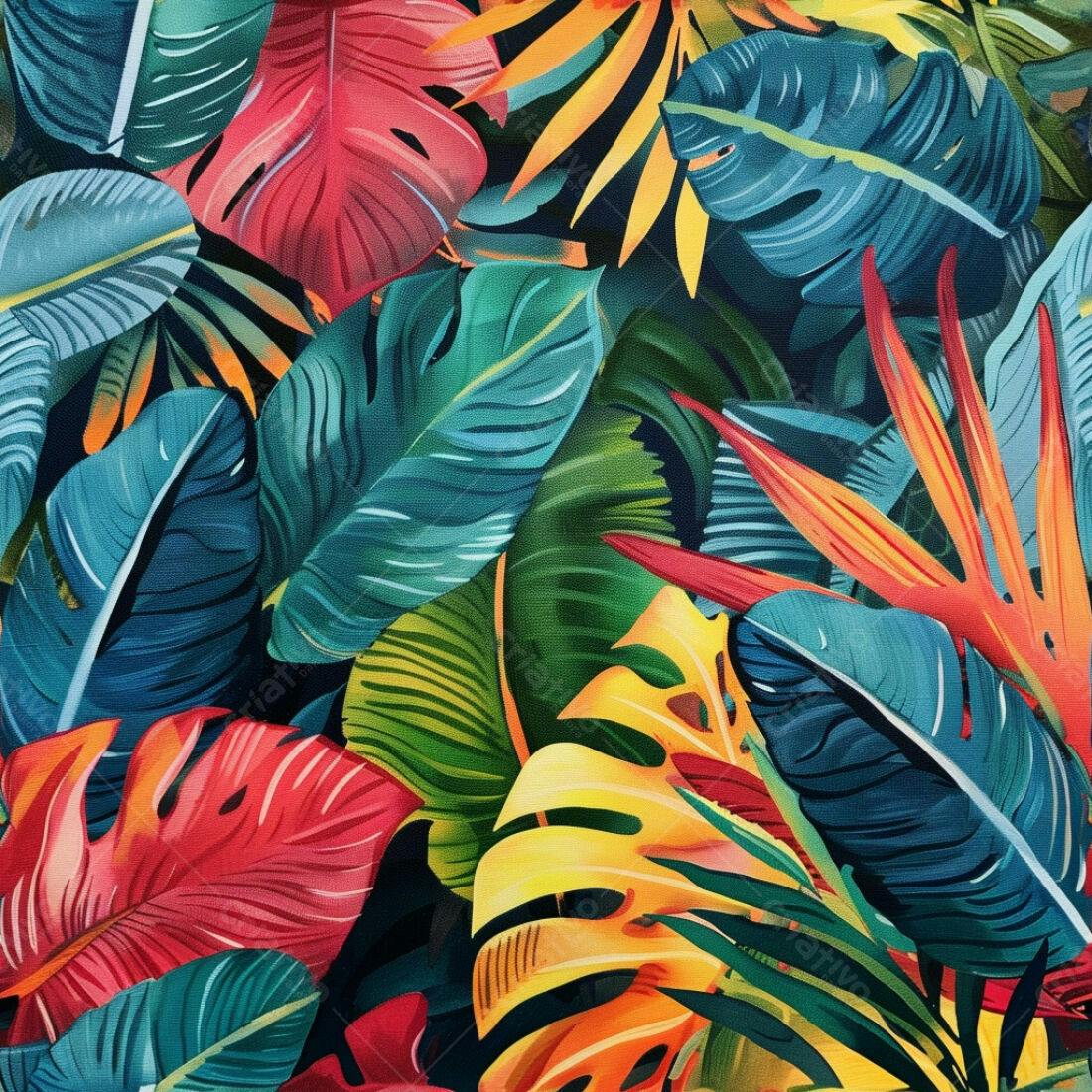 Textura Folhas Tropicais Vibrantes para Fundo