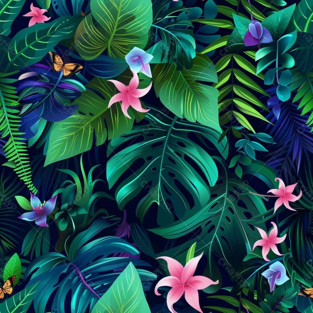 Textura Folhagem Tropical para Fundo