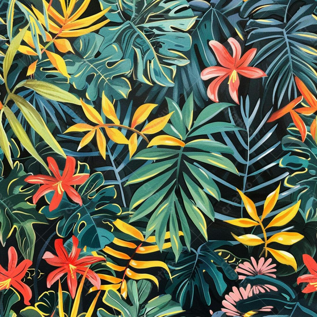 Textura Folhas Tropicais para Fundo