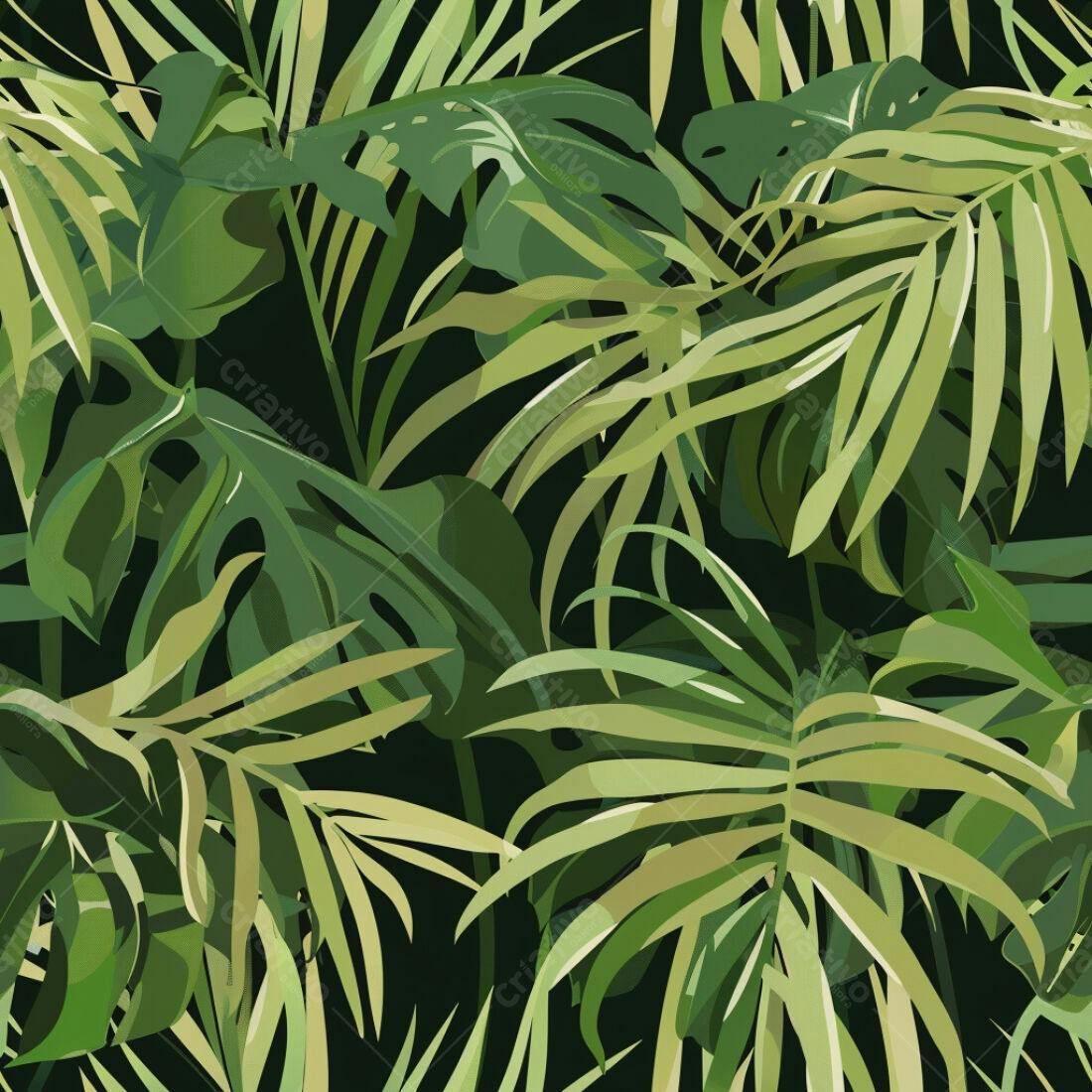 Textura Folhagem Tropical Verde para Fundo