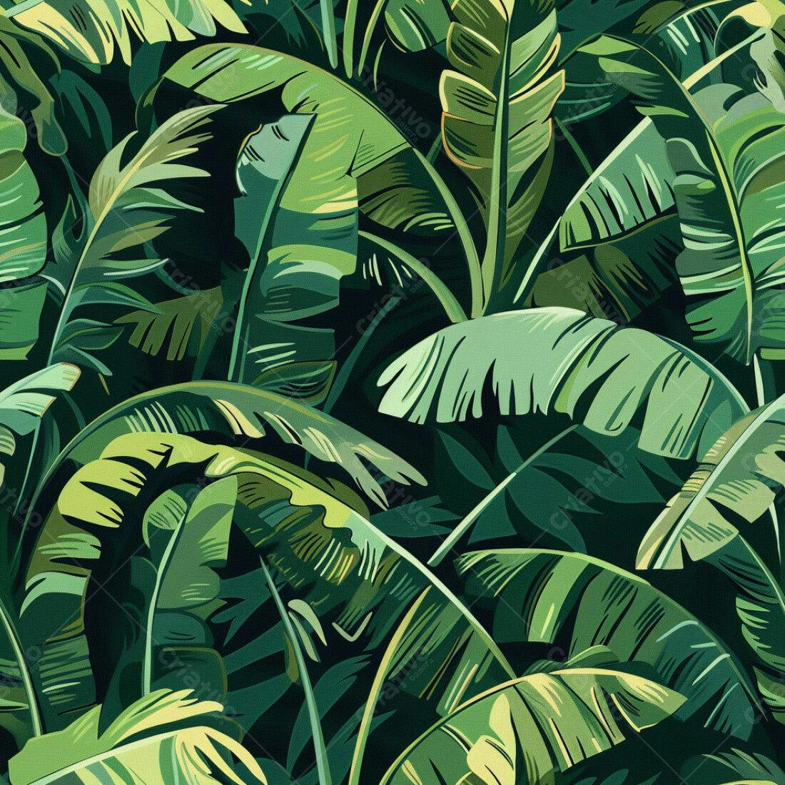Textura Folhas Banana Tropical para Fundo