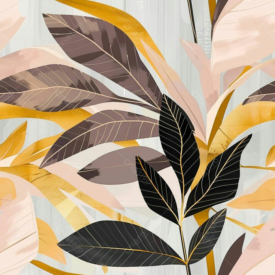 Textura Folhas Douradas e Escuras para Fundo