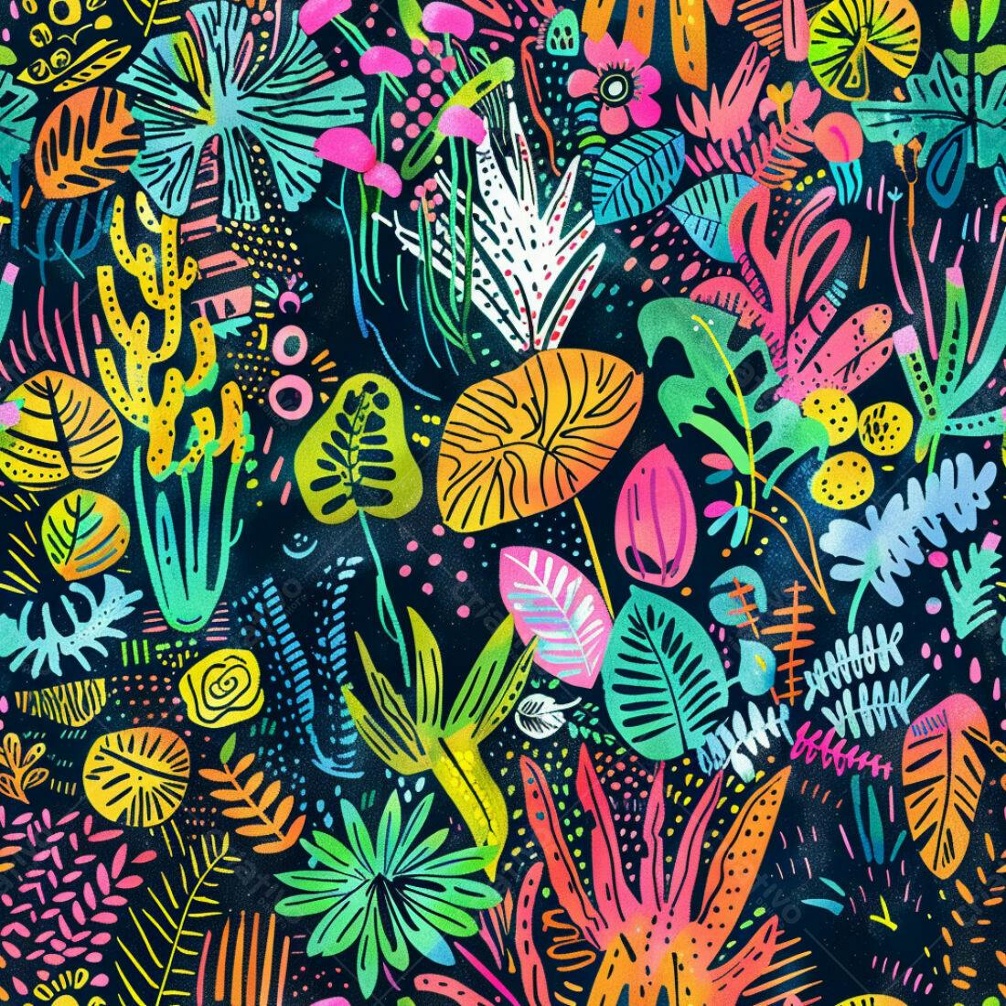 Textura floral tropical vibrante para fundo