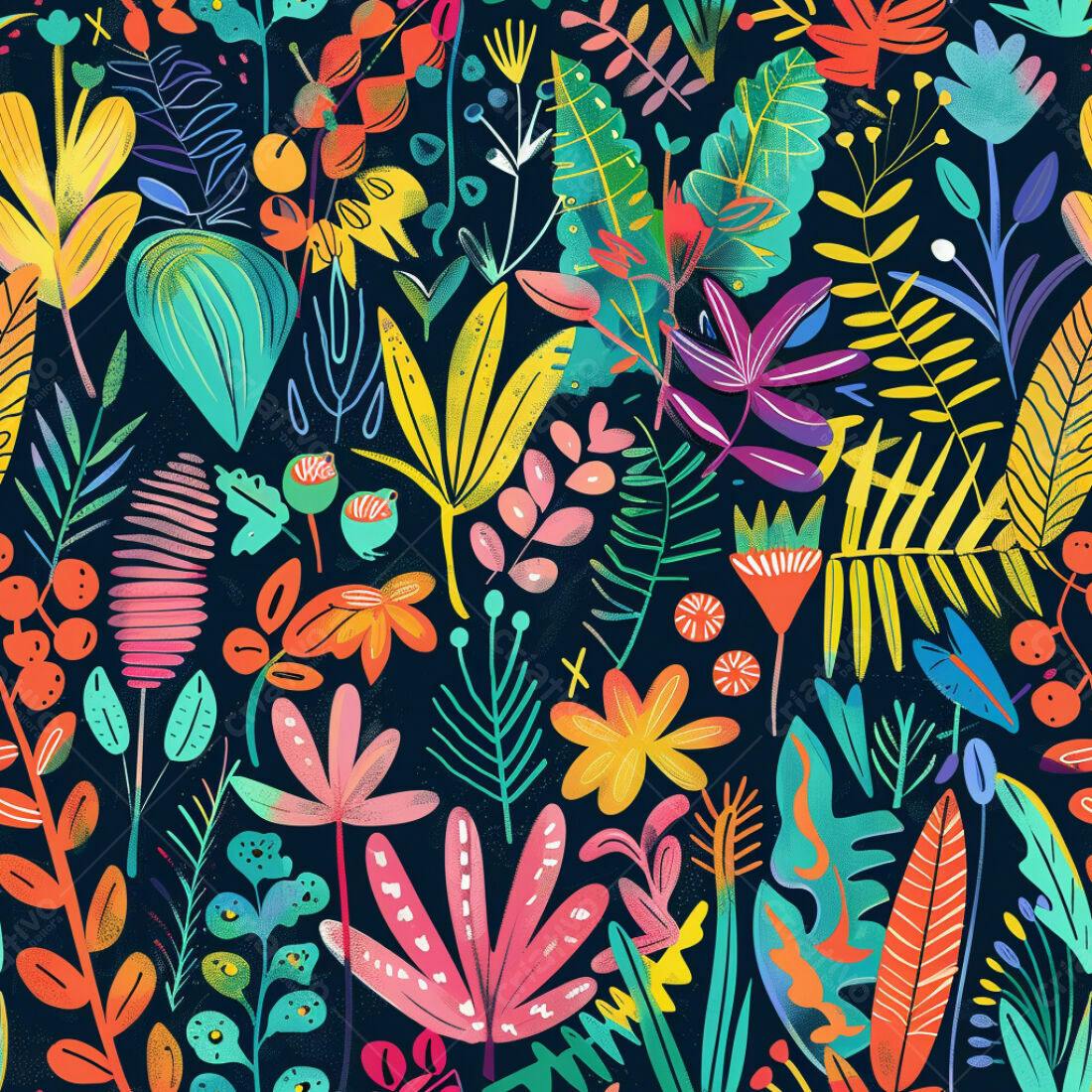 Textura Floral Tropical para Fundo